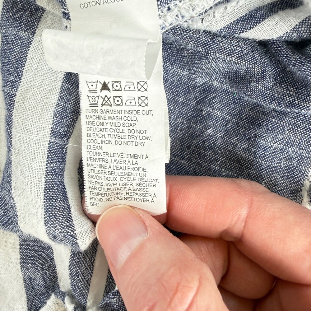 Lucky Brand Womens Blue White Striped Cotton Henley Top Long Sleeve Size Large - Picture 8 of 11